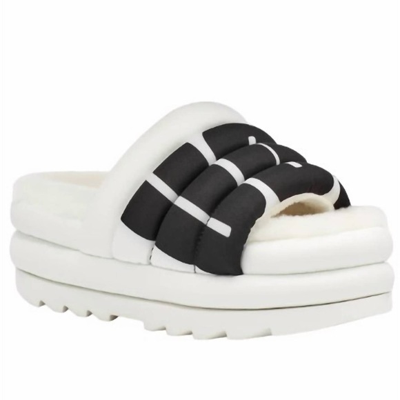 NWOB UGG Maxi‎ Slide Logo Real Fur From: Lamb, Fur Origin Australia 🇦🇺 Sz 8